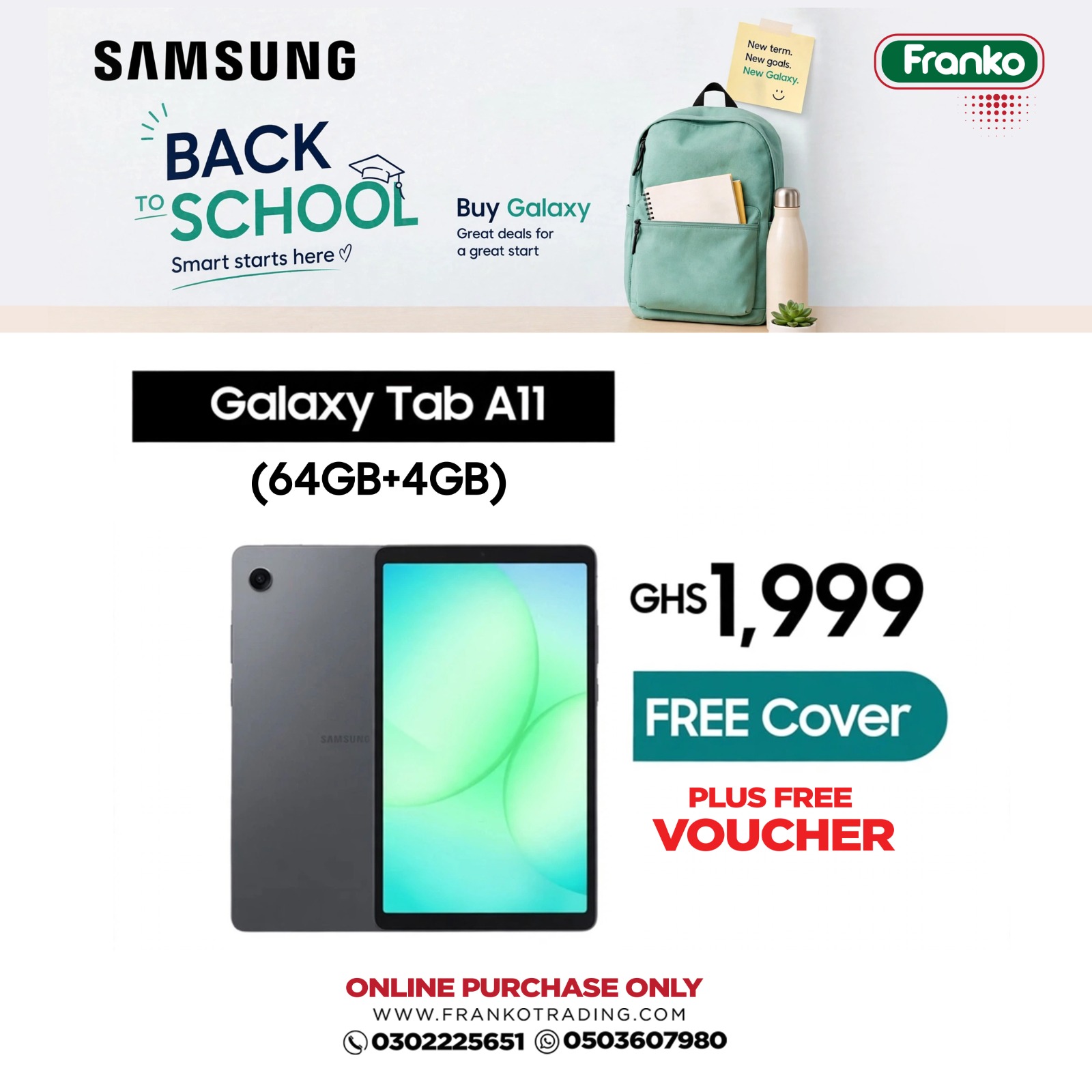 Samsung Galaxy Tab A11 (64GB + 4GB) - Plus Phone Cover & Free Voucher